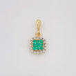 Dije Cuadro Esmeralda 20Pts Diamante 16Pts 0.95 g / 3/4 in Oro Amarillo 18K