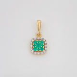 Dije Cuadro Esmeralda 20Pts Diamante 16Pts 0.95 g / 3/4 in Oro Amarillo 18K