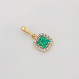 Dije Cuadro Esmeralda 20Pts Diamante 16Pts 0.95 g / 3/4 in Oro Amarillo 18K