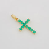 Dije Cruz Esmeraldas 0.10Pts 0.4 g / 1/2 in Oro Amarillo 18K