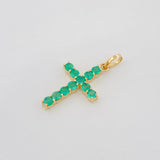 Dije Cruz Esmeraldas 0.10Pts 0.4 g / 1/2 in Oro Amarillo 18K