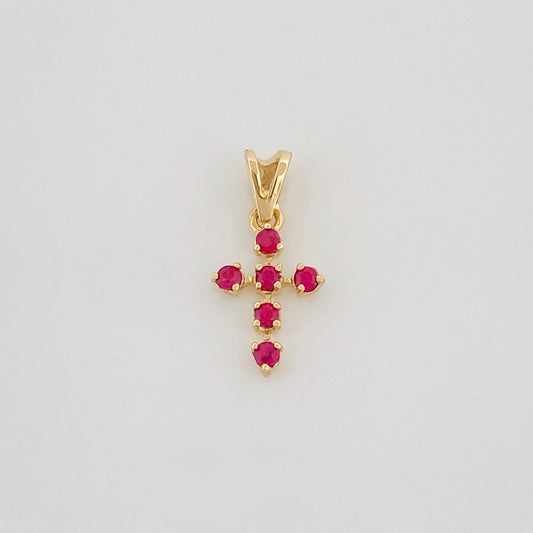 Dije Cruz Rubies 18Pts 0.35 g / 1/2 in Oro Amarillo 18K
