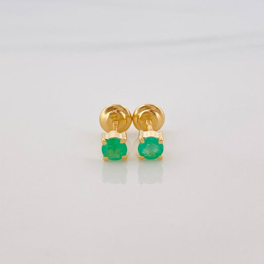 Stud Earrings Four Prongs Emerald 1.07Pts 1.15 g / in / 5.18 mm Yellow Gold 18K