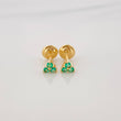 Topos Trebol Esmeraldas 0.15Pts 0.85 g / in / 1.8 mm Oro Amarillo 18K