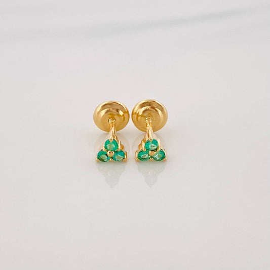 Clover Stud Earrings Emeralds 0.15Pts 0.85 g / in / 1.8 mm Yellow Gold 18K