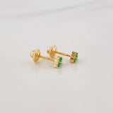 Topos Trebol Esmeraldas 0.15Pts 0.85 g / in / 1.8 mm Oro Amarillo 18K