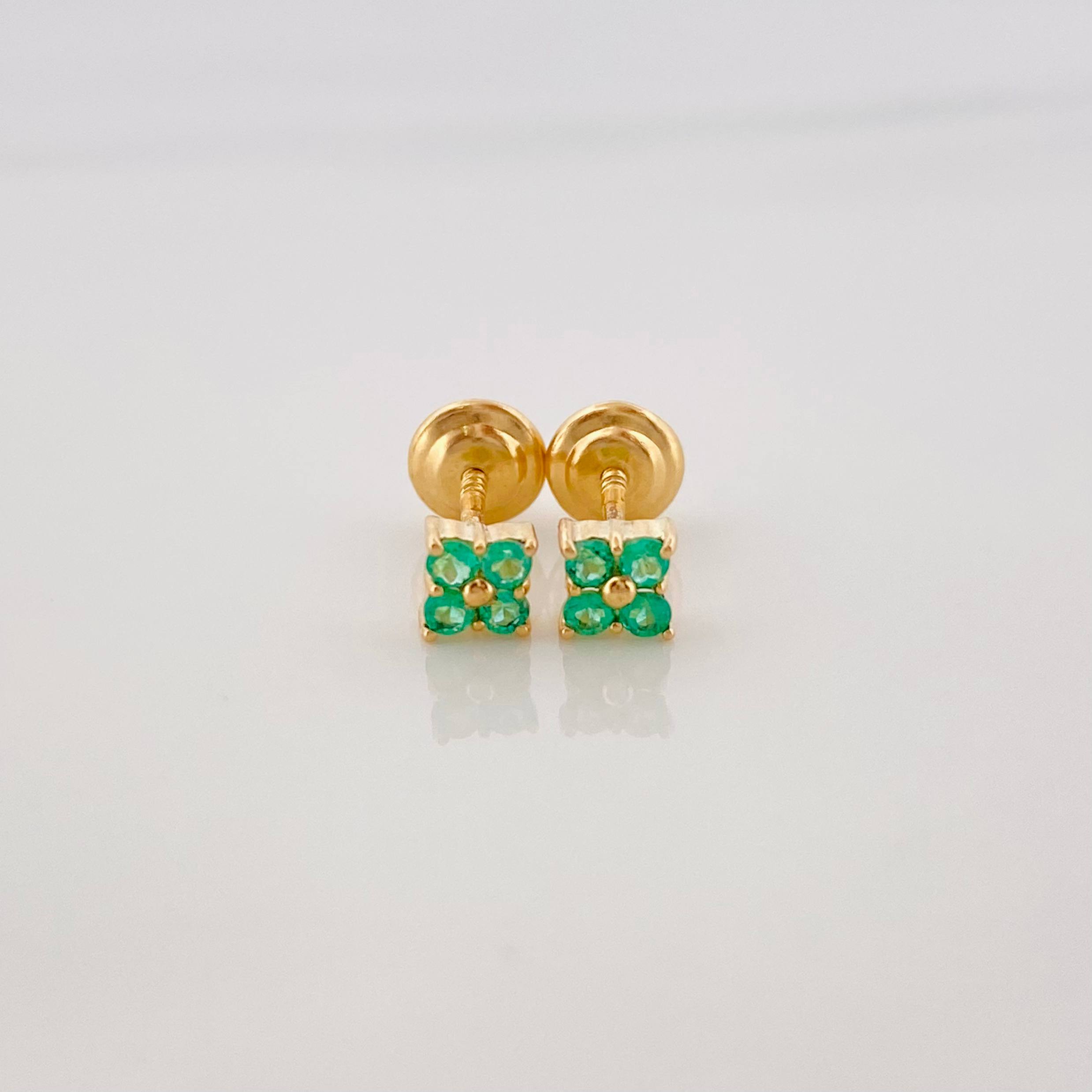 Topos Flor Esmeralda 21Pts 0.75 g / in / 1.6 mm Oro Amarillo 18K