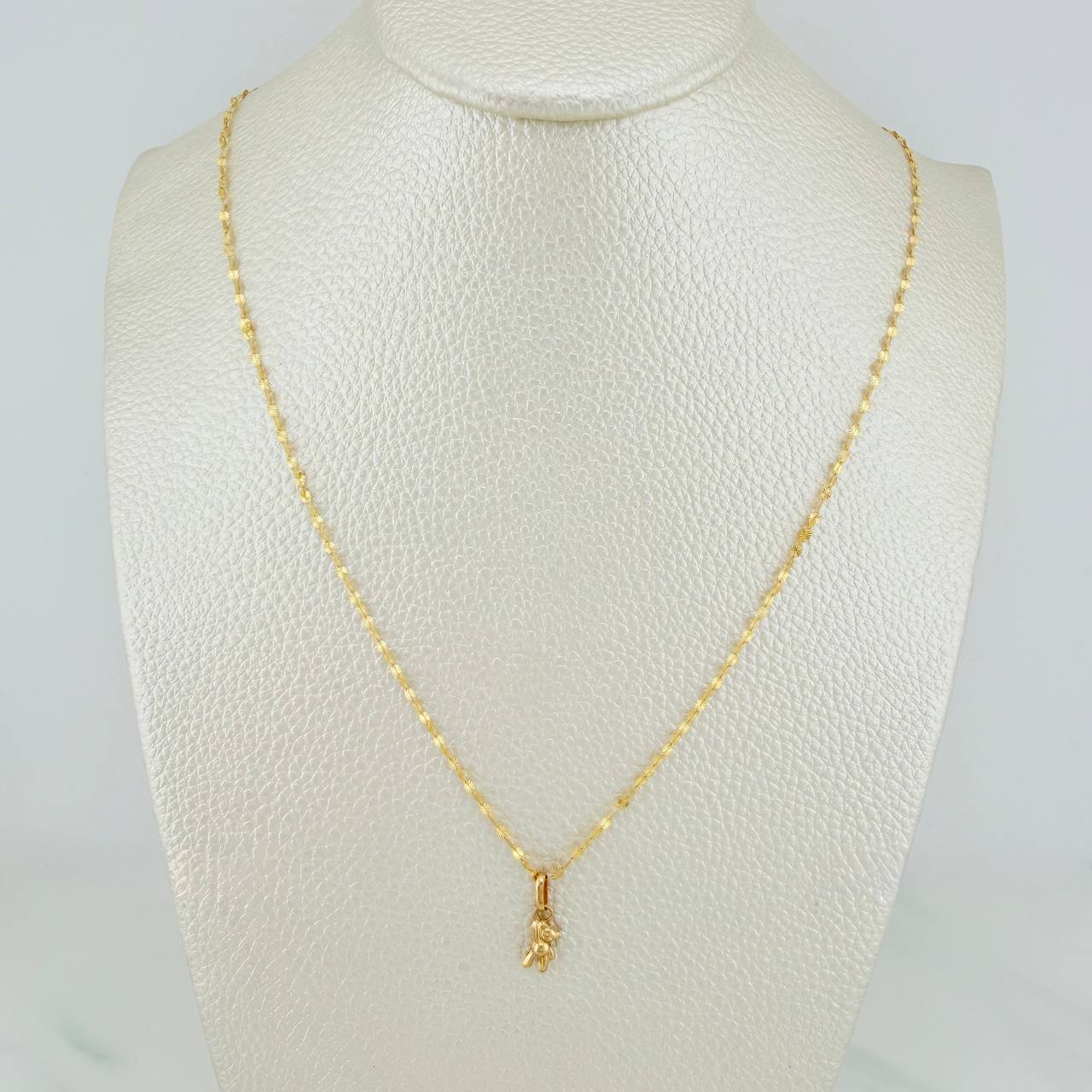 Set Herringbone Chain + Bear Pendant / 1.05g / 17 3/4 in 18K Yellow Gold