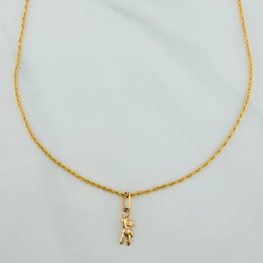 Set Rope Chain + Bear Pendant / 1.1g / 17 3/4 in 18K Yellow Gold