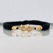 Black Woven Bracelet Infinity Diamond Cut Beads Yellow Gold 18K