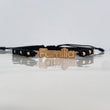 Pulsera Tejida Negra Familia Bolas Diamantadas Oro Amarillo 18K