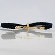 Black Woven Bracelet Cross Yellow Gold 18K