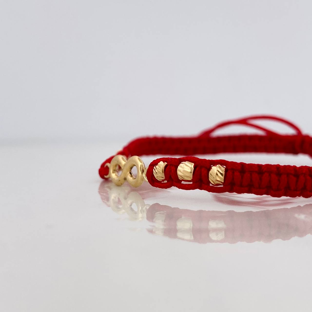 Red Woven Bracelet Infinity Yellow Gold 18K