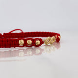 Red Woven Bracelet Infinity Yellow Gold 18K