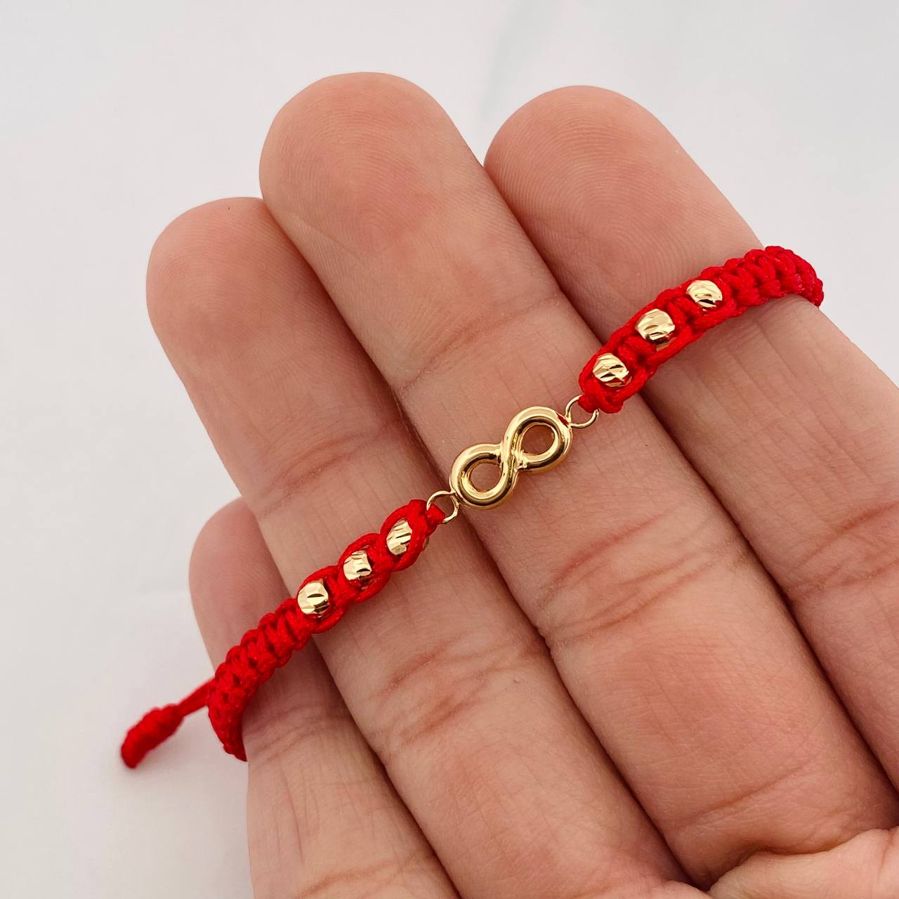 Red Woven Bracelet Infinity Yellow Gold 18K