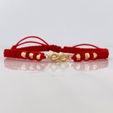 Red Woven Bracelet Infinity Yellow Gold 18K