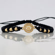 Black Woven Bracelet Yellow Gold Crown 18K