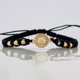 Black Woven Bracelet Yellow Gold Crown 18K