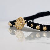 Black Woven Bracelet Yellow Gold Crown 18K