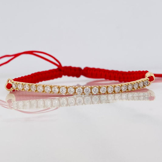 Red Woven Bracelet Tennis Yellow Gold 18K