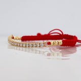 Red Woven Bracelet Tennis Yellow Gold 18K