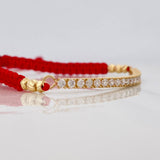 Red Woven Bracelet Tennis Yellow Gold 18K