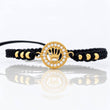 Pulsera Tejida Negra Corona Oro Amarillo 18K