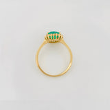 Anillo Canasta Corazon Esmeraldas 93pts Diamantes 15pts 2.4g / T6 1/4 Oro Amarillo 18K