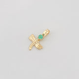 Dije Libelula Esmeraldas 0.3Pts 0.25 g / 1/2 in Oro Amarillo 18K