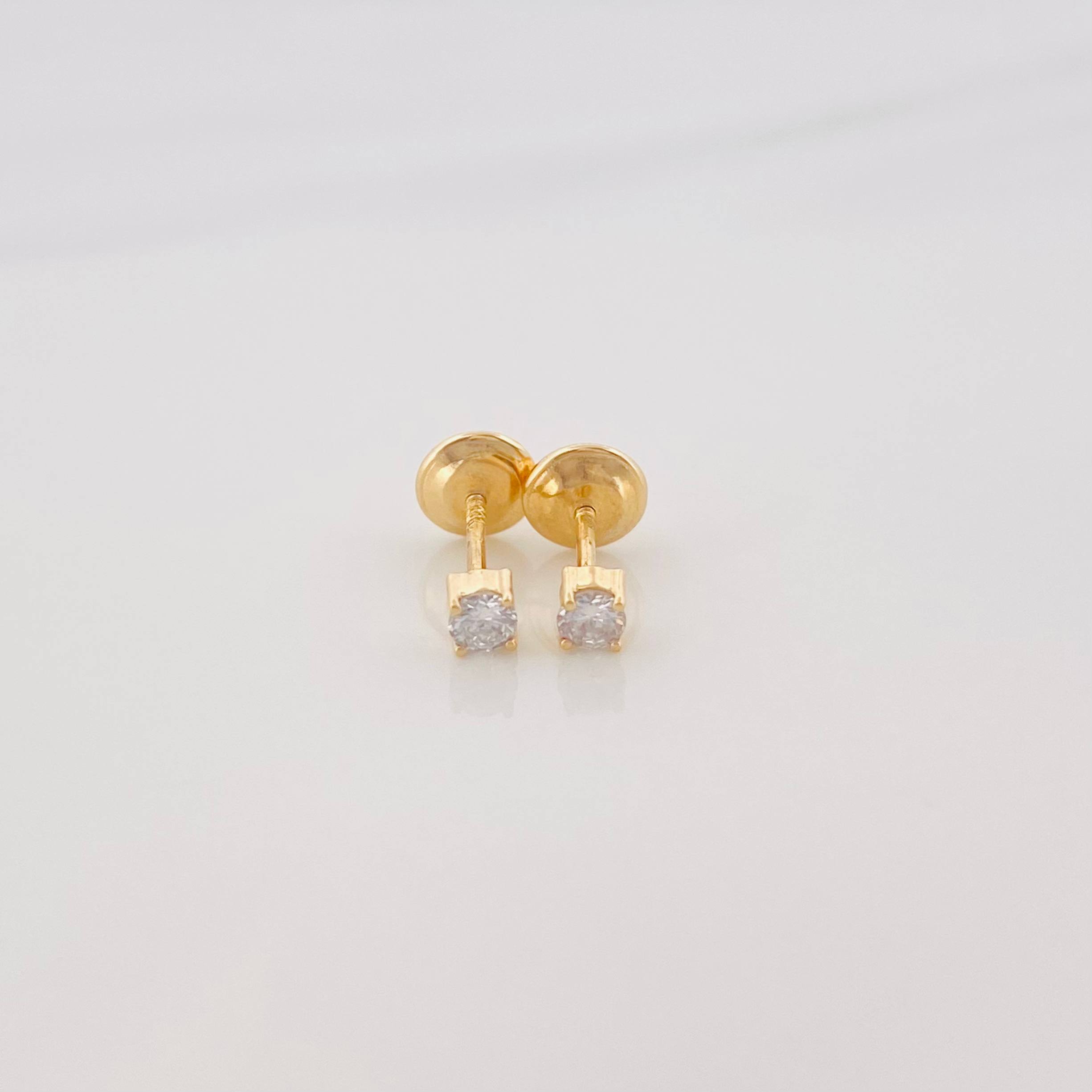 Stud Earrings Four Prong Diamond 12Pts 0.55 g / in / 2.4 mm Yellow Gold 18K