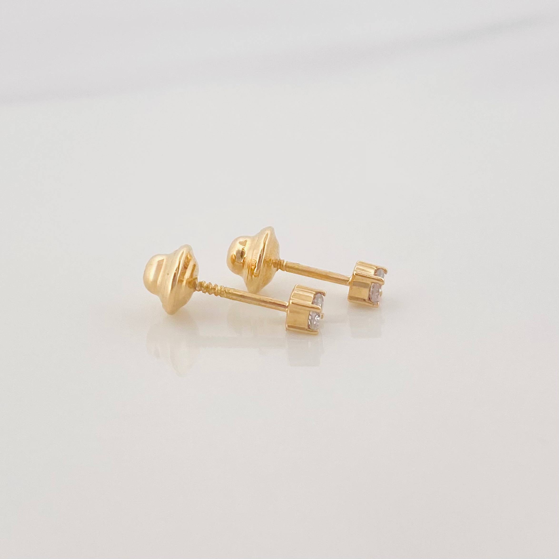 Stud Earrings Four Prong Diamond 12Pts 0.55 g / in / 2.4 mm Yellow Gold 18K