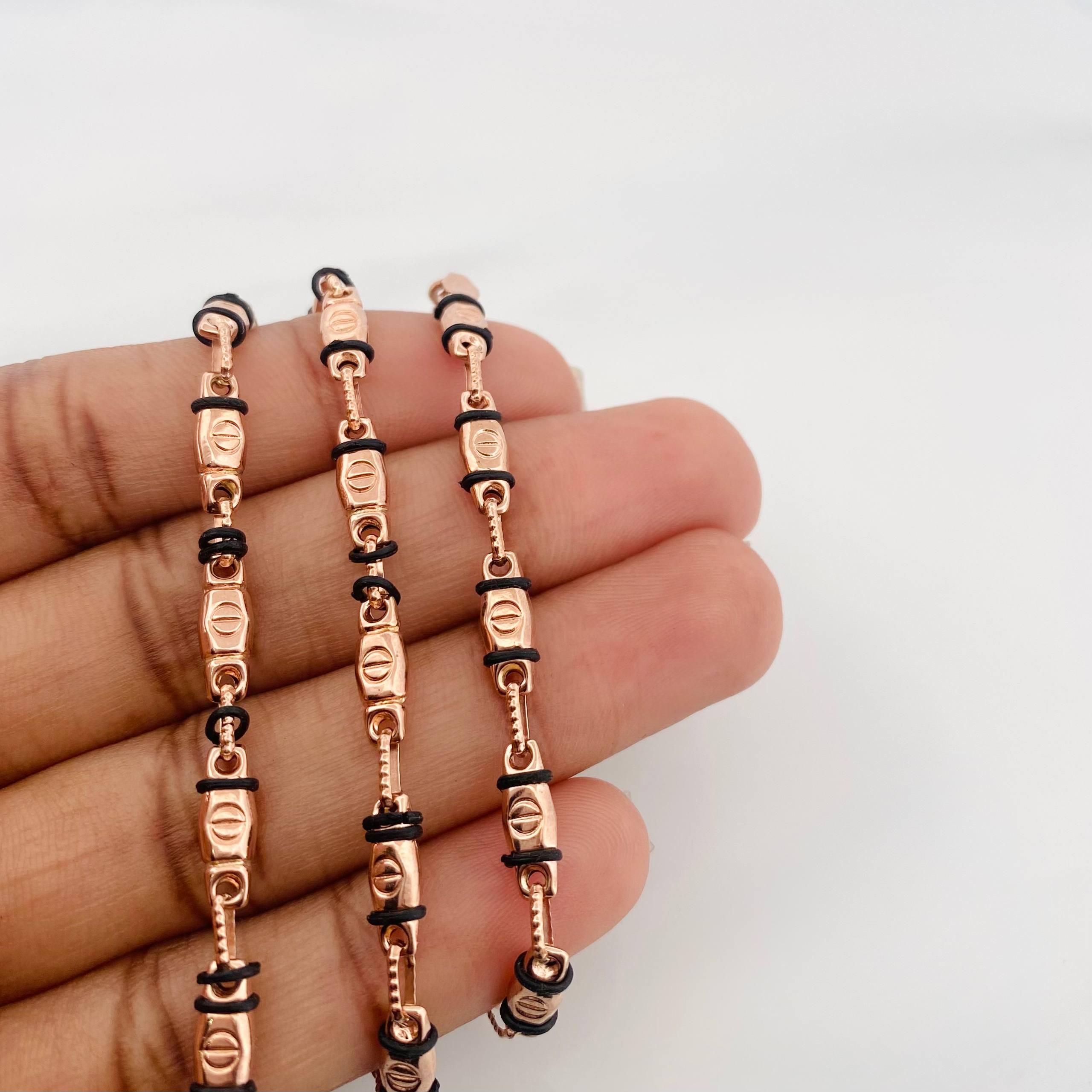 Cadena Rustica Tornillo 12.55 g / 24 1/2 in / 3.9 mm Oro Rosa 18K