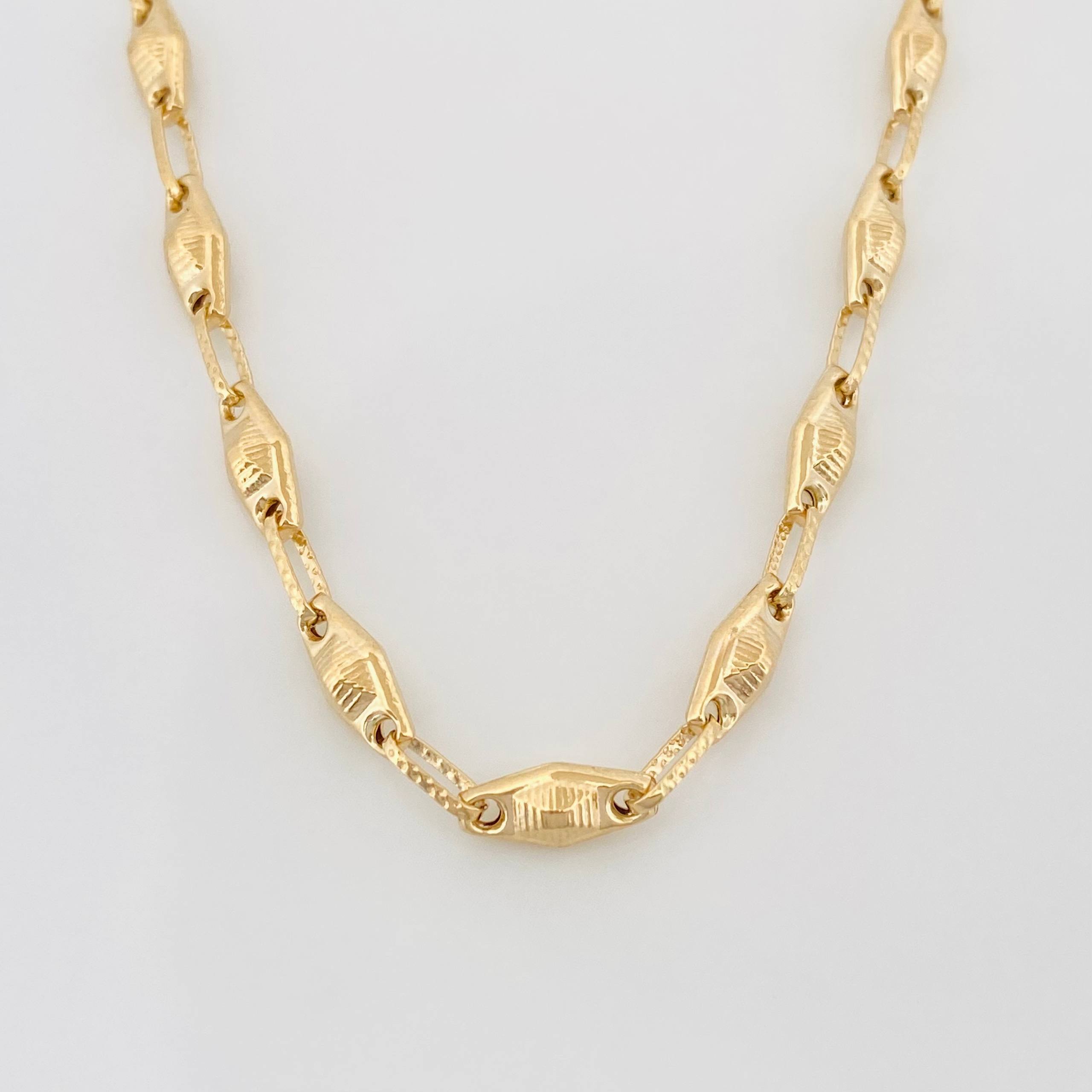 Cadena Rustica Rombo Abultado 11.1 g / 24 in / 4.1 mm Oro Amarillo 18K