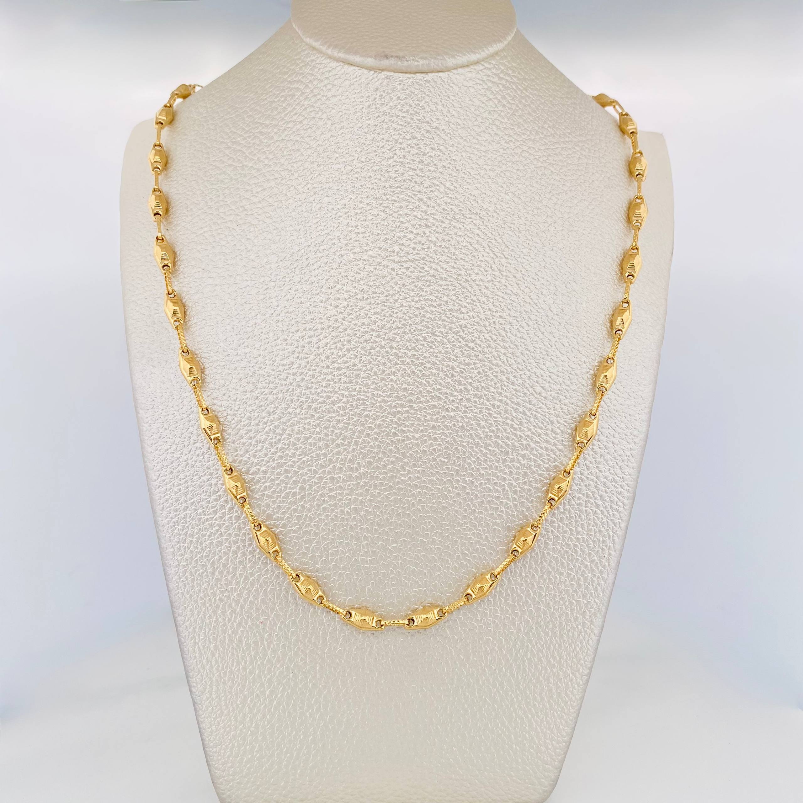 Cadena Rustica Rombo Abultado 11.1 g / 24 in / 4.1 mm Oro Amarillo 18K