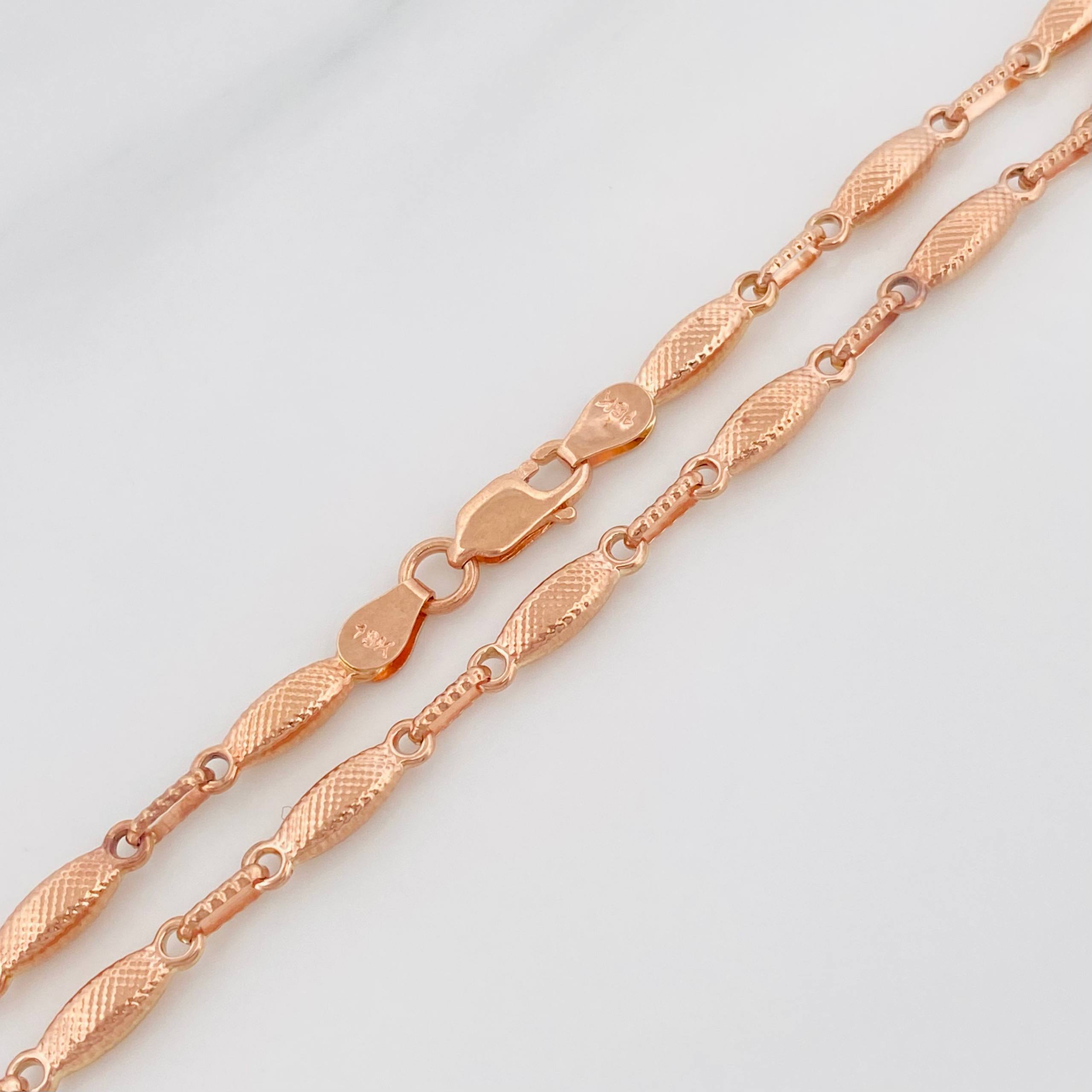 Cadena Rustica Eslabon 10.35 g / 24 1/2 in / 3.3 mm Oro Rosa 18K