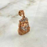 Pendant Face of Christ 10.4gr / 4cm / White Zircons Two-tone White and Rose Gold