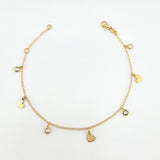 Pulso Aro Seguido Corazones Burbujas 2.2gr / 7 3/4 in / 1.5mm Oro Amarillo +4 18K ©