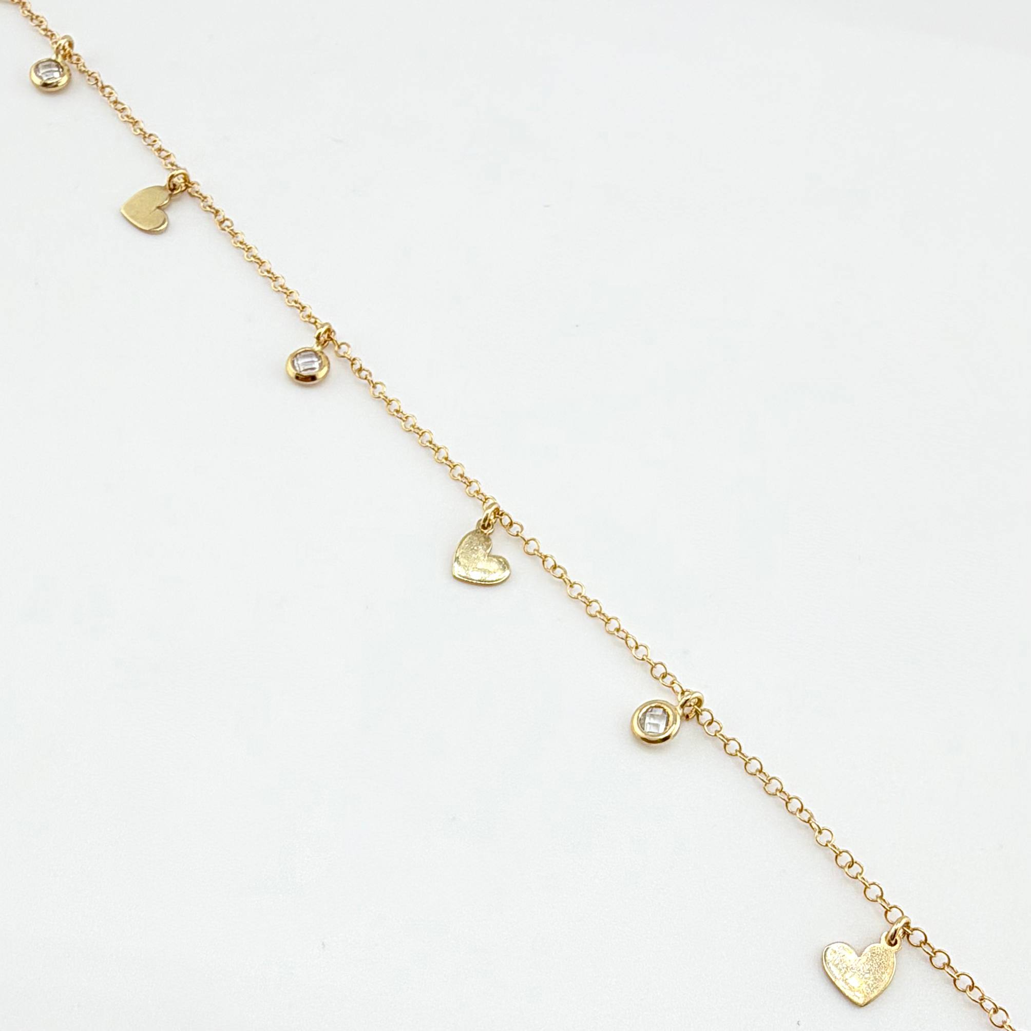 Pulso Aro Seguido Corazones Burbujas 2.2gr / 7 3/4 in / 1.5mm Oro Amarillo +4 18K ©