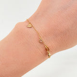 Pulso Aro Seguido Corazones Burbujas 2.2gr / 7 3/4 in / 1.5mm Oro Amarillo +4 18K ©