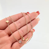 Cadena Aro Seguido Corazones 3.65gr / 17 3/4 in / 1mm Dos Oros Amarillo Blanco +4 18K ©