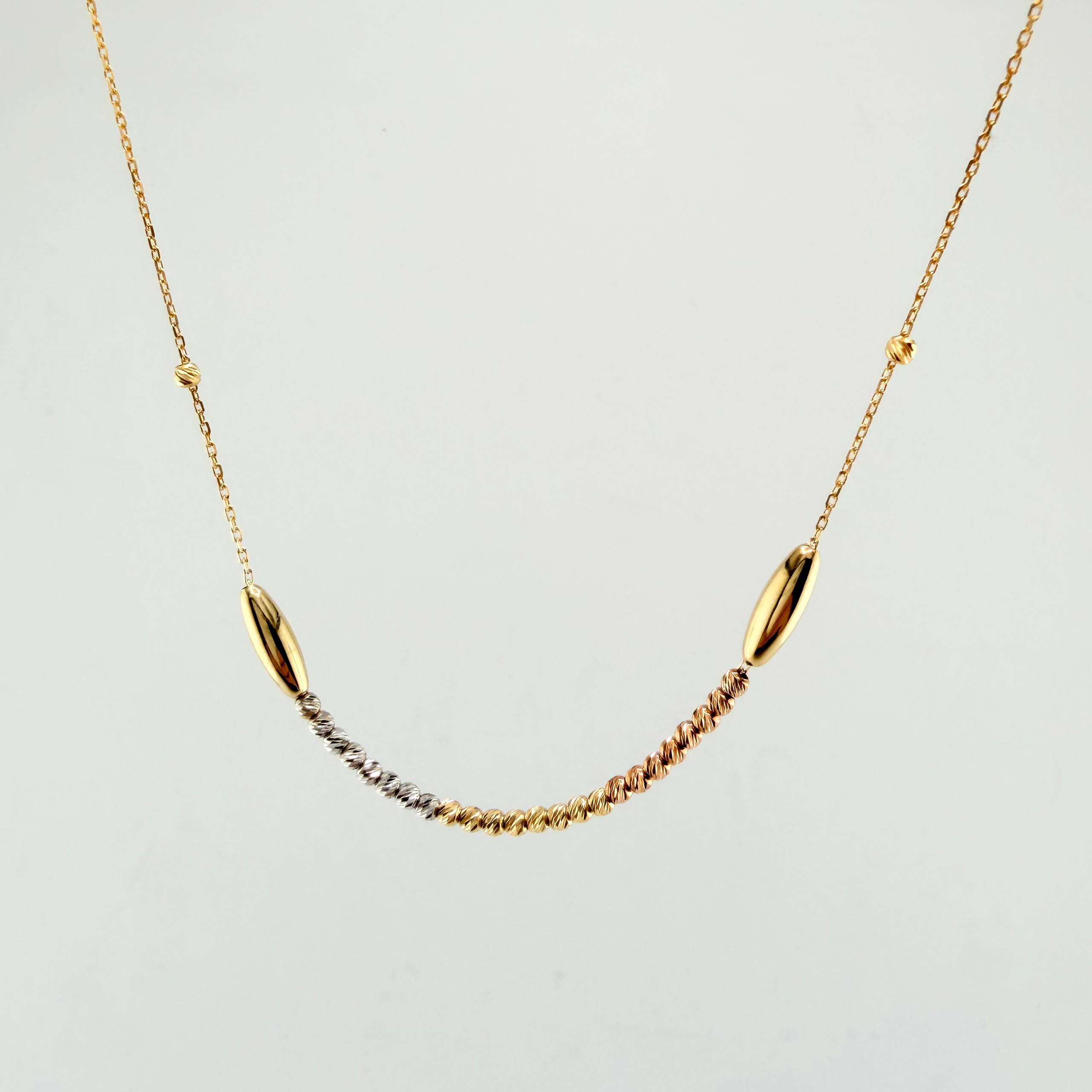 Cadena Aro Seguido Bolas Diamantadas 3.45gr / 17 3/4 in / 3mm Tres Oros +4 18K ©