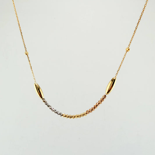 Cadena Aro Seguido Bolas Diamantadas 3.45gr / 17 3/4 in / 3mm Tres Oros +4 18K ©