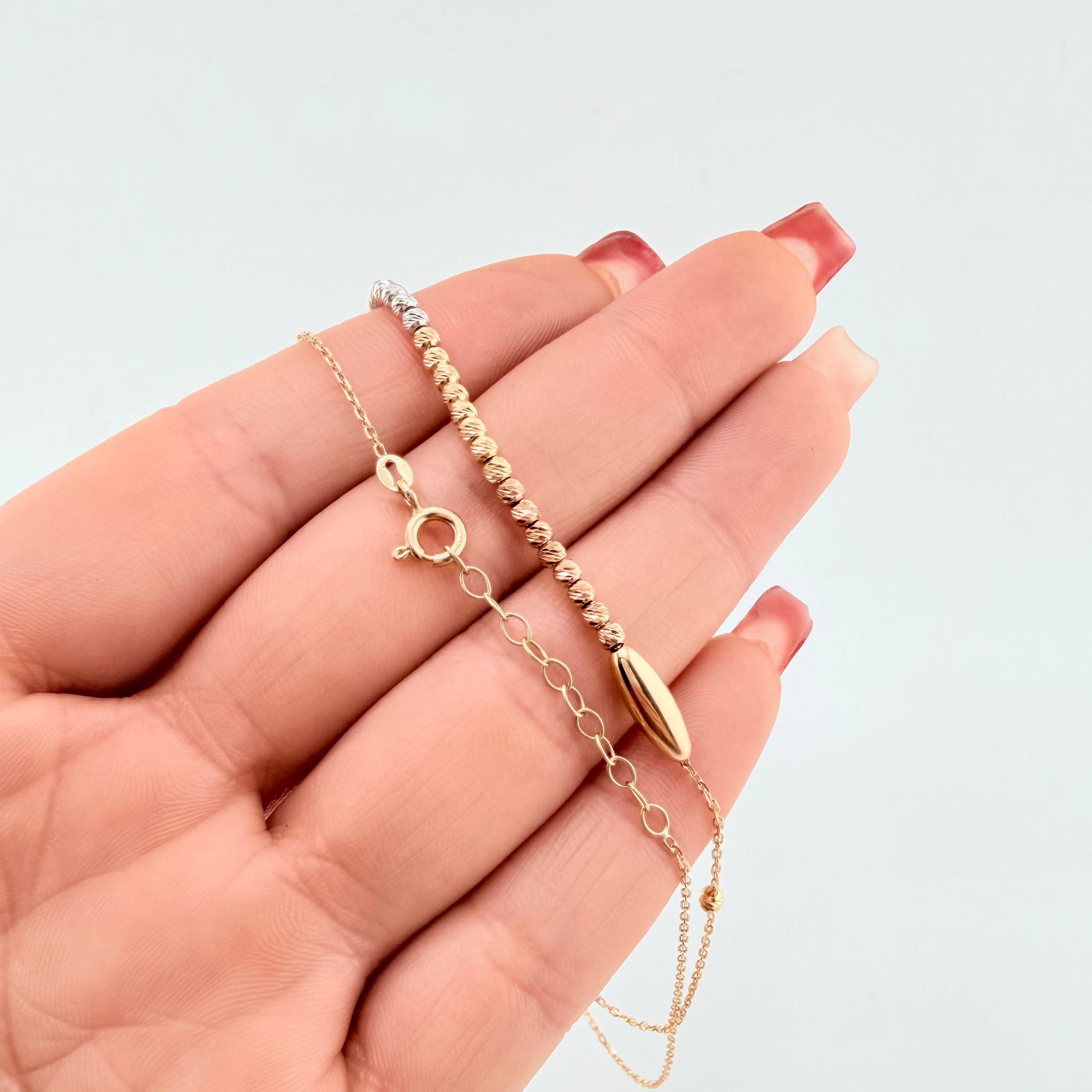 Cadena Aro Seguido Bolas Diamantadas 3.45gr / 17 3/4 in / 3mm Tres Oros +4 18K ©