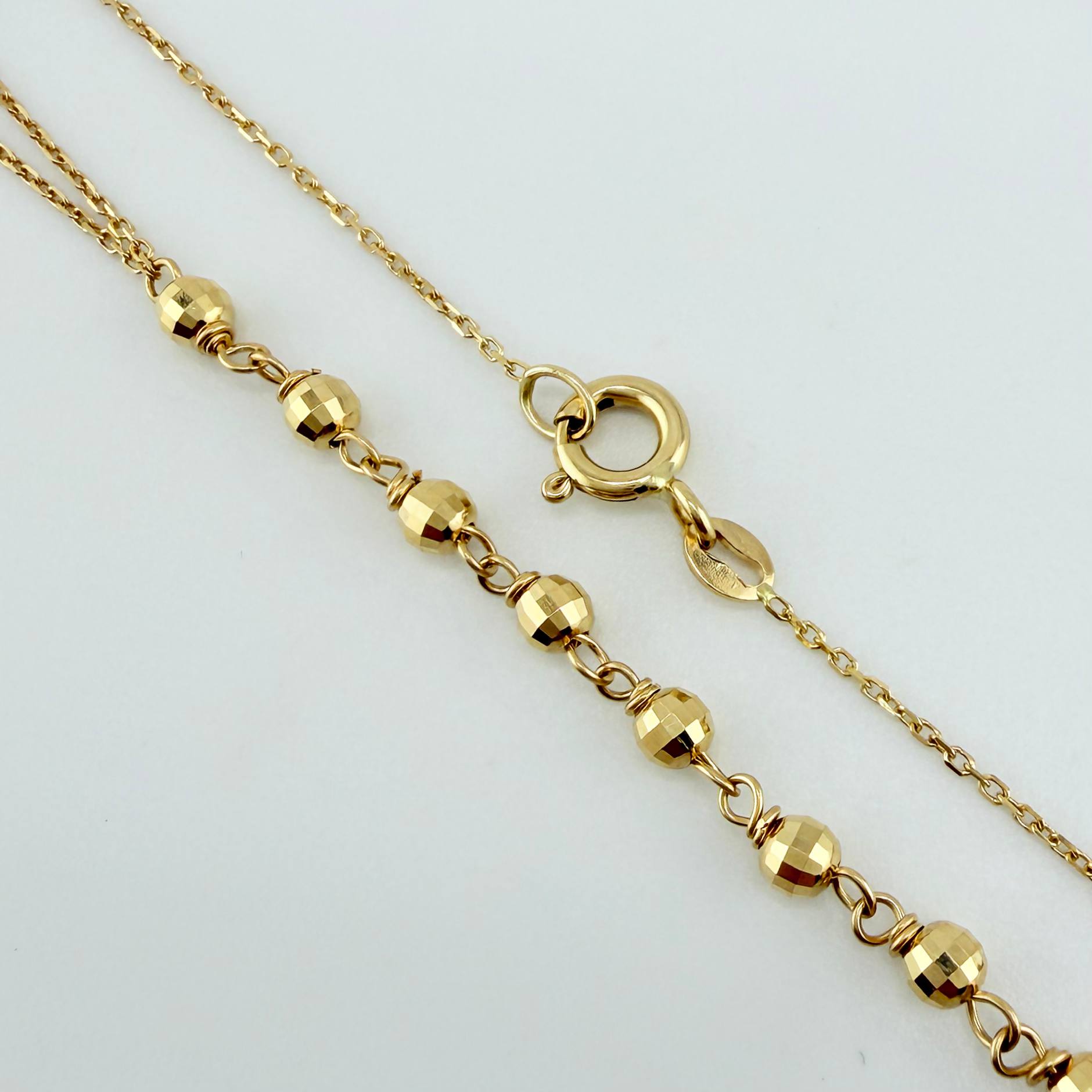 Cadena Denario Virgen Milagrosa 5.6gr / 17 3/4 in / 3mm Oro Amarillo +4 18K ©