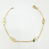 Pulso Aro Seguido Corazones Cruzados 1.95gr / 7 1/2 in / 1.2mm Oro Amarillo +4 18K ©