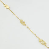 Pulso Aro Seguido Corazones Cruzados 1.95gr / 7 1/2 in / 1.2mm Oro Amarillo +4 18K ©