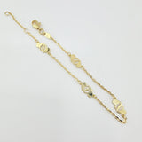 Pulso Aro Seguido Corazones Cruzados 1.95gr / 7 1/2 in / 1.2mm Oro Amarillo +4 18K ©