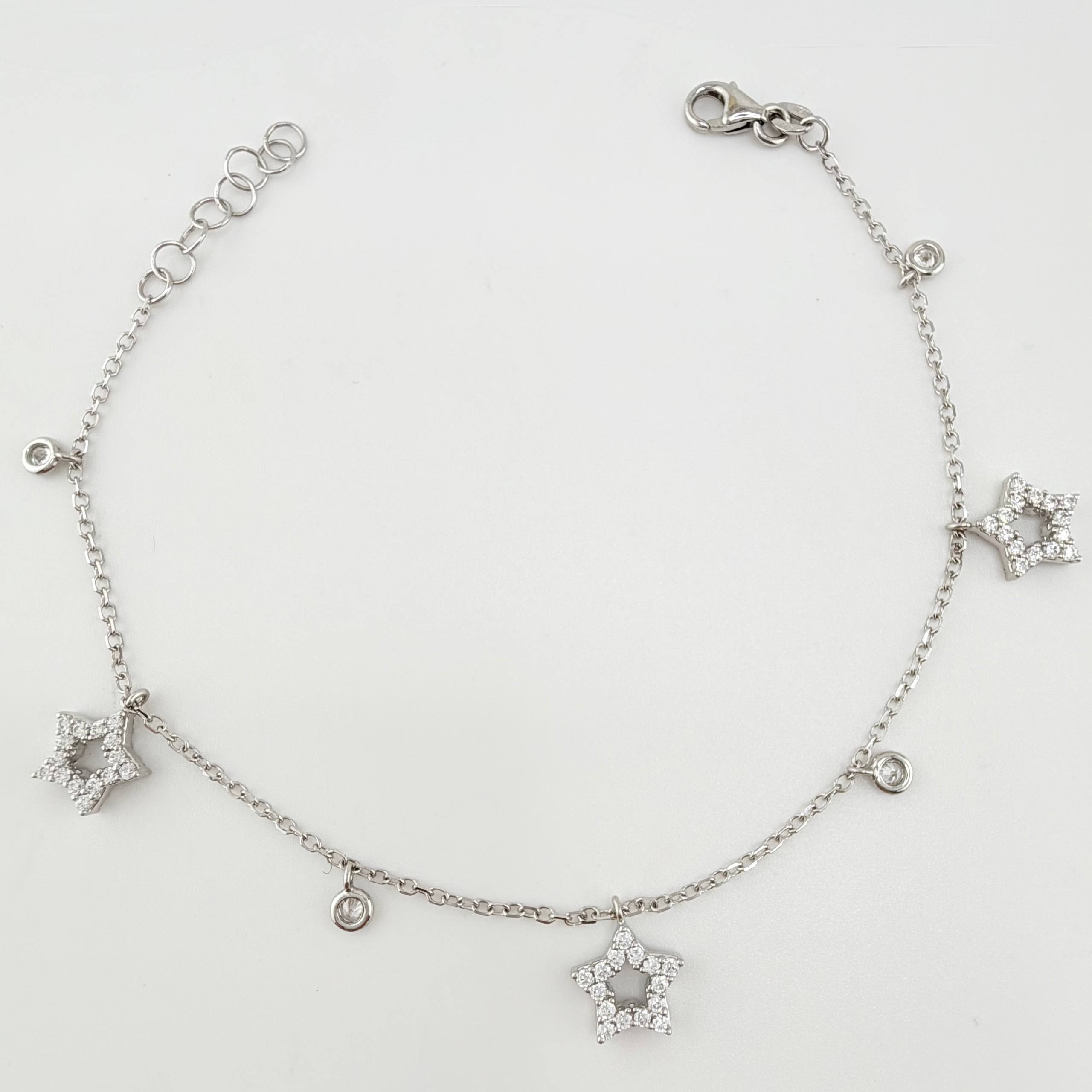 Pulso Aro Seguido Estrellas 3.05gr / 7 1/2 in / 1.2mm Oro Blanco +4 18K ©