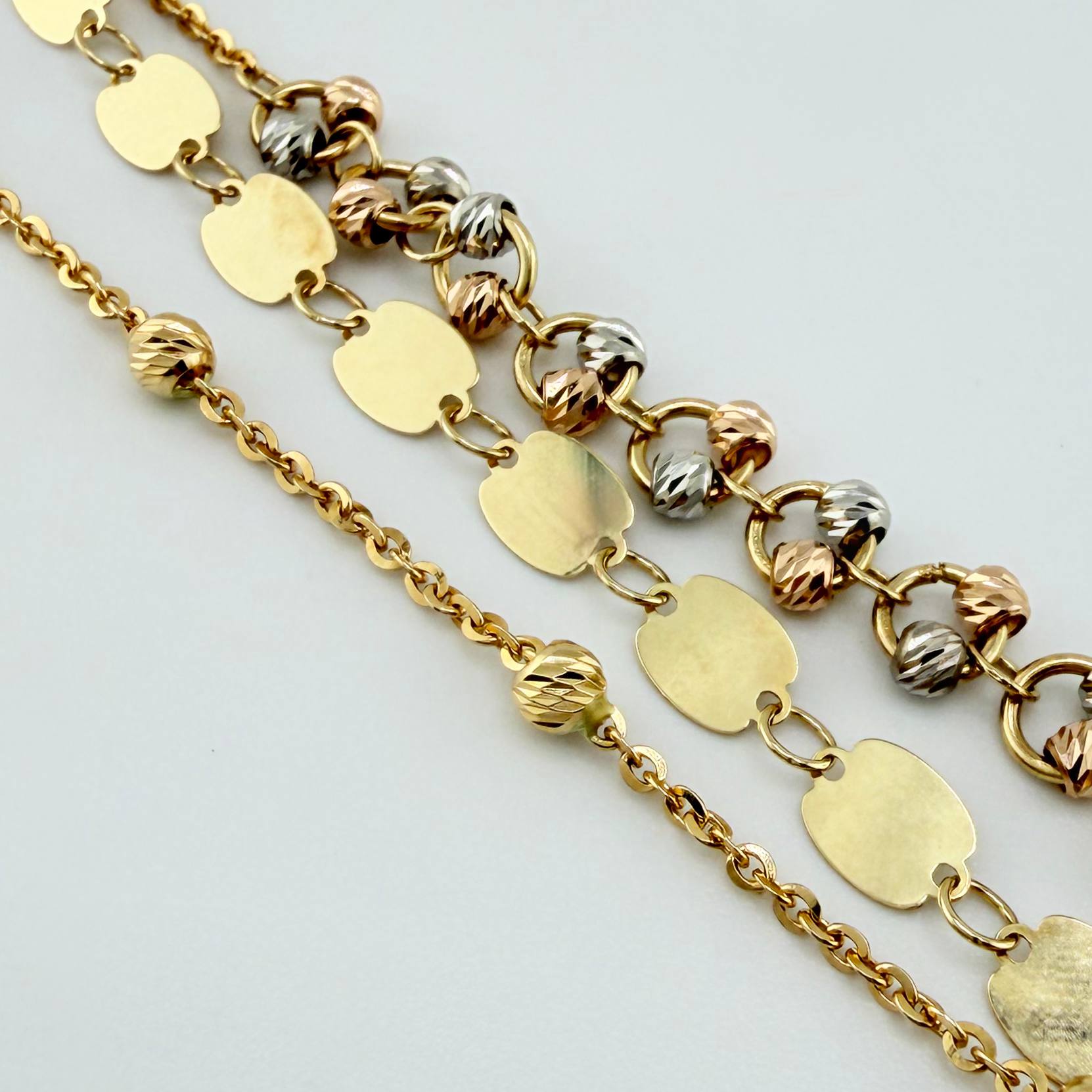 Pulso Aro Seguido Tres Caminos 5.2gr / 7 in / 1mm Oro Amarillo +4 18K*