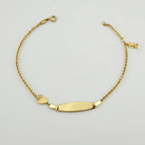 Pulso Aro Seguido Placa Niña Corazon 2.85gr / 7 1/2 in / 1.8mm Oro Amarillo +4 18K*